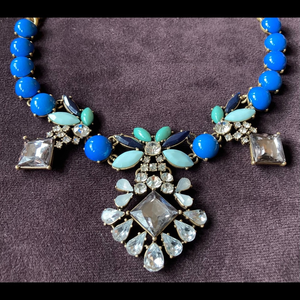 J. CREW Gold Tone & Crystal Teardrop Statement Necklace